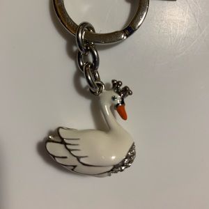 COACH white swan porcelain key fob